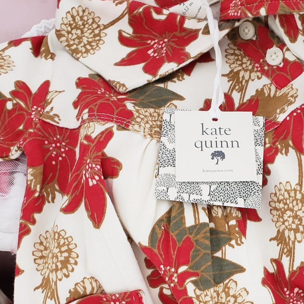 Kate Quinn Retro Red Floral Long Sleeve Dress
